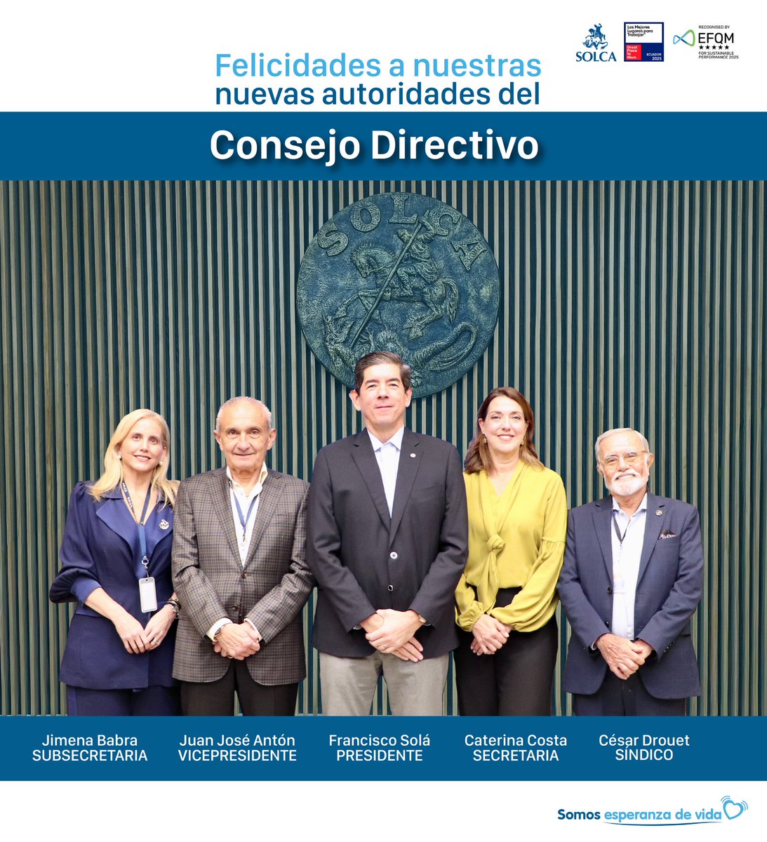Damos la bienvenida a nuestro nuevo Consejo Directivo. Un equipo de profesionales, con vocación, comprometido con salvar más vidas y fortalecer nuestra misión. #SomosEsperanzaDeVida 💙