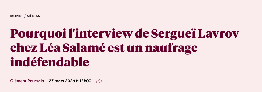 Lavrov sur France 2 :

-Le député Laurent Mazaury saisit l’Arcom et dénonce une tribune sans contradiction

-Philippe Corbé (directeur de l’information de France Télévisions) :  Il estime que l'entretien « n’est absolument pas complaisant » et que les questions étaient solides
