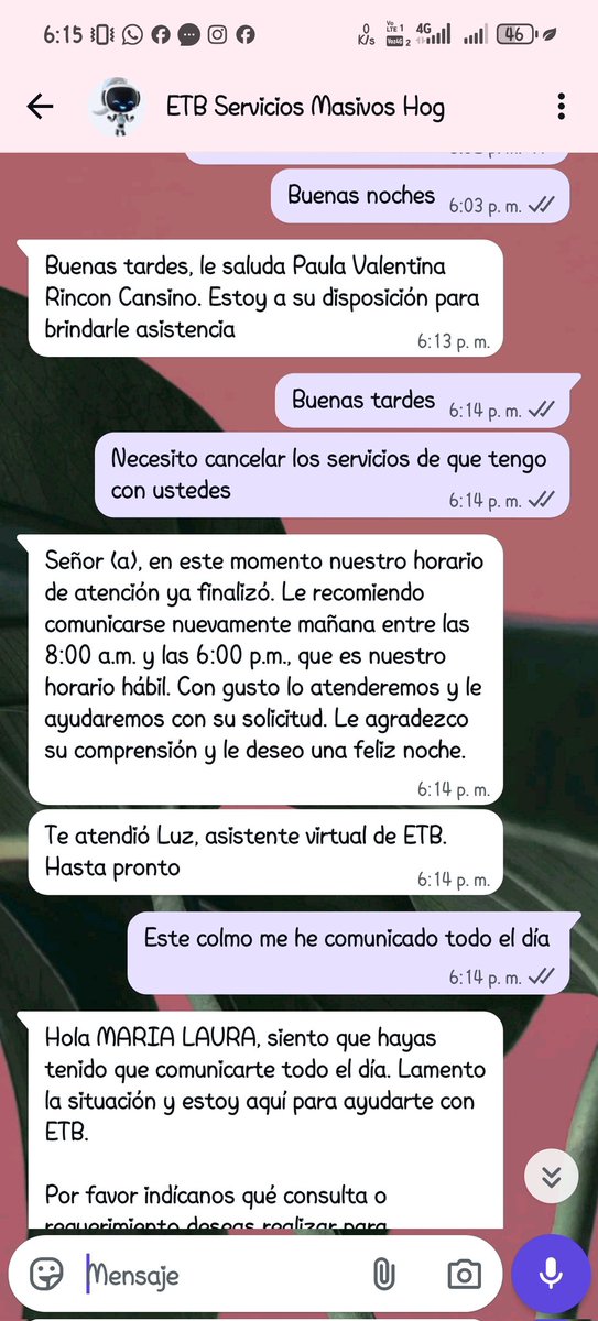 marilau16's tweet photo. @ETB @ETBsoluciones esto ya es el colmo estoy tratando de cancelar los servicios con esta empresa, no responden en  el horario establecido y cuando lo hacen responden mal y sin dar solución, ya no más con la violación a los derechos del consumidor @sicsuper @CRCCol @BluRadioCo https://t.co/HRhHdcUjkQ