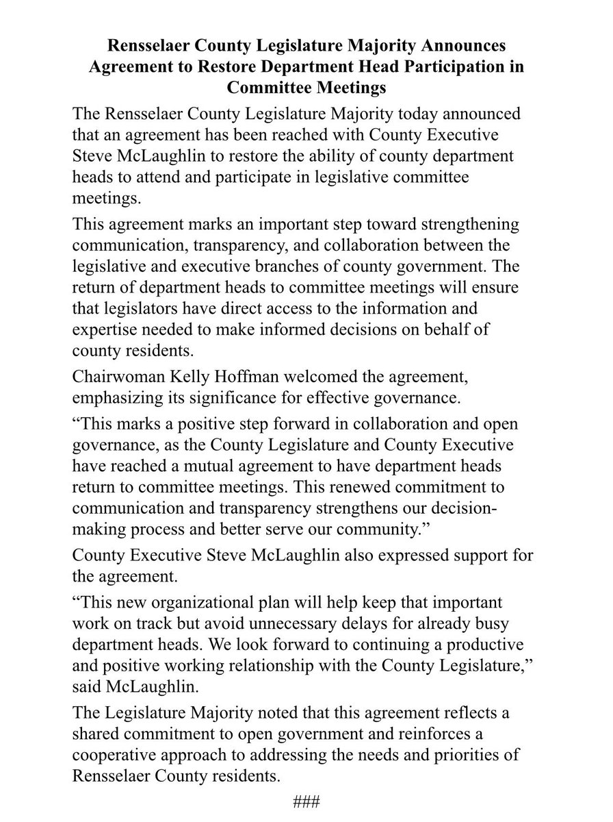 Rensselaer County Legislature Majority tweet media