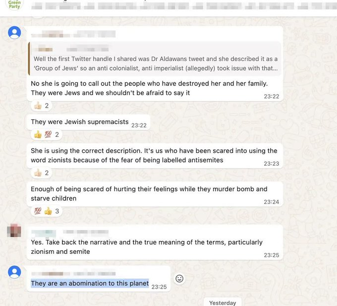 🚨So the Telegraph released screenshots from a Green Party activist ...