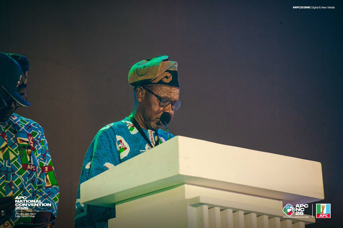 H.E., Rt. Hon. Aminu Bello Masari, CFR, Chairman of the APC National Convention Planning Committee 2026, delivering his speech at the APC National Convention.

#WeAreAPC
#APC2026NC 
#APCNationalConvention