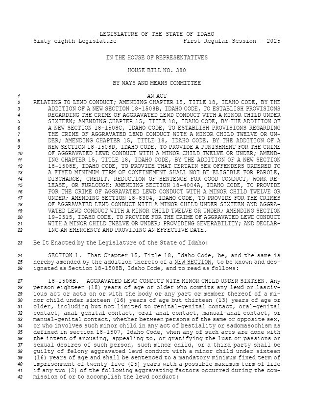 QMAGA359517's tweet photo. 🚨 BREAKING: Brad Little (R) has signed a new bill into law making the rape of a child under the age of 13 punishable by death. https://t.co/e9s4hg7s1A