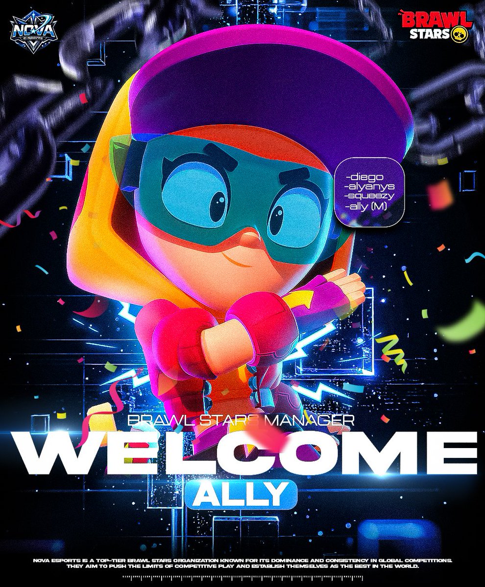 zaydgraphs's tweet image. New Welcome poster for Nova eSports
open for more work
like and retweet ♥️

#brawlstarscity #brawltarsArt #graphic #posterdesign