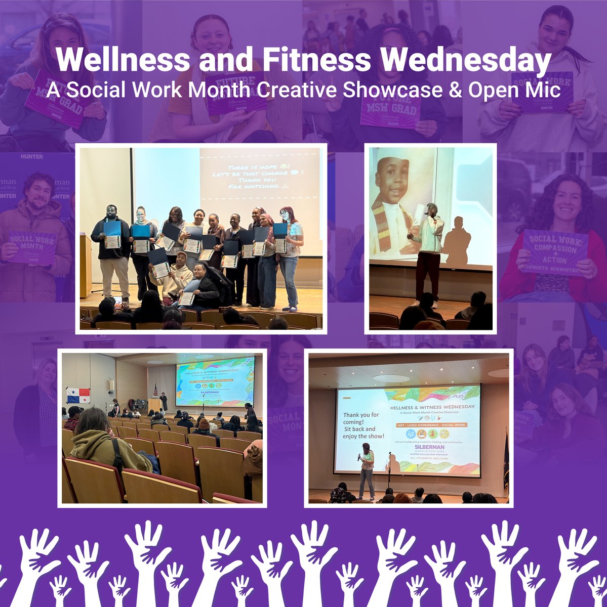 silbermanssw's tweet photo. What an incredible Social Work Month! 👏 Grateful to our students, staff, faculty, and community partners for making this month’s events so impactful. Proud of our Silberman community’s diversity and inclusivity, these moments capture the energy and inspiration! #SocialWorkMonth https://t.co/4deHvUNtMR