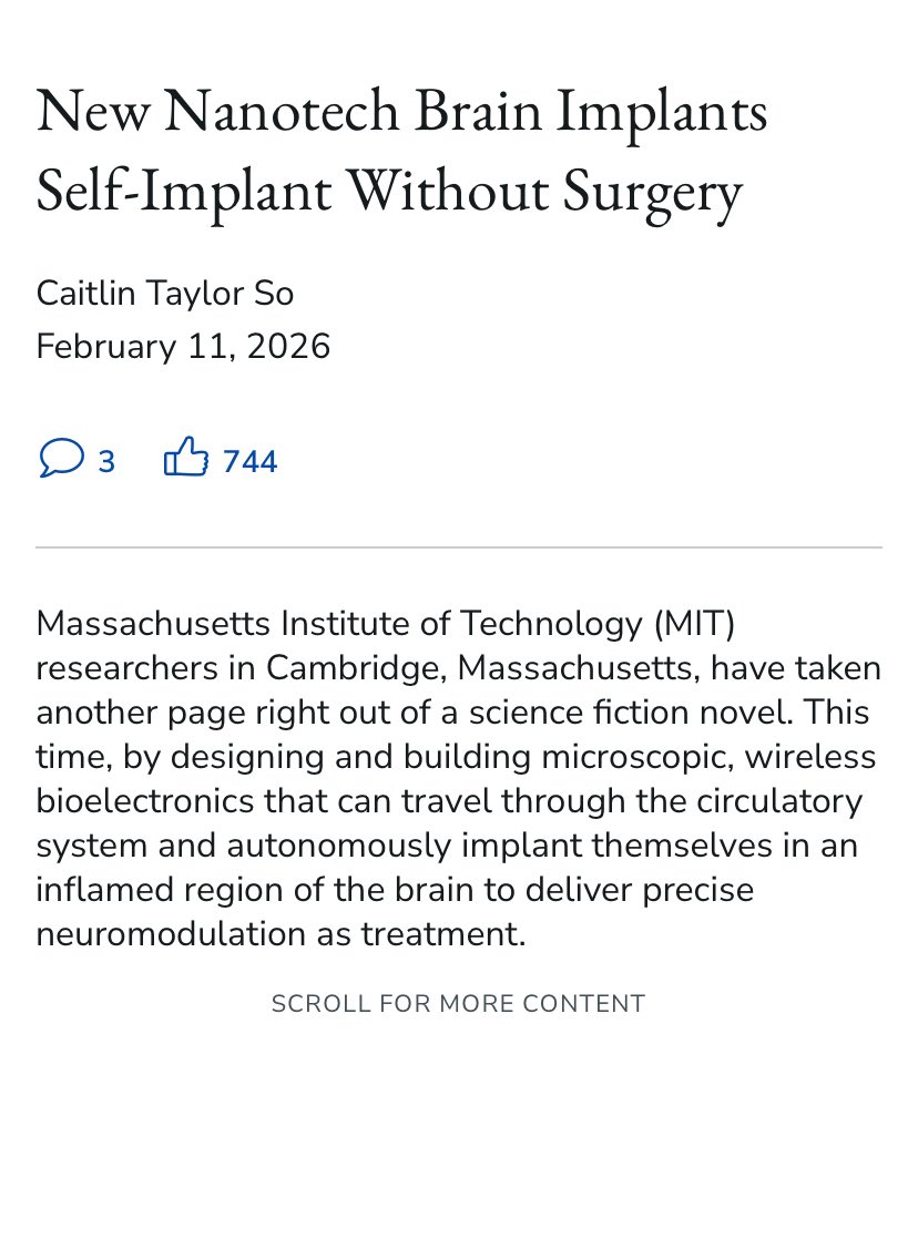 mcne73001's tweet image. Brain Implants without brain surgery? 

Medscape reports researchers created microscopic, wireless, biosensors that travel through the bloodstream, cross the blood brain barrier and self-implant 

#IoMT 
#WBAN 
#TransHumanAgenda 
#BrainInterface 
#BiodigitalConvergence