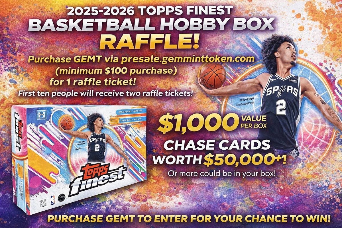 Gemminttoken's tweet photo. Code Golden-vista gets you 50% Bonus on our presale page! 

https://t.co/9940itCqjN

Grab some tokens ($100 minimum) to get a raffle ticket into our drawing for a $1,000 hobby box! https://t.co/UKwKj98Q9W