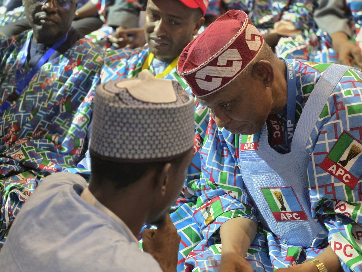 BashirAhmaad's tweet photo. With His Excellency, Governor Abba K. Yusuf, at the Kano State delegates’ pavillion during our party’s APC convention in Abuja. https://t.co/qYbG1FWO1D
