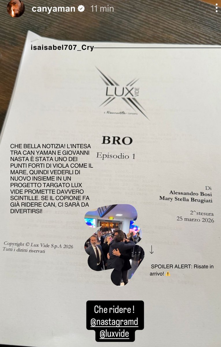 Isabel84003202's tweet image. "Ma quanto sono belli questi 'Bro'? 😍 Il copione è fuori e l'entusiasmo è alle stelle! Can e Giovanni, preparatevi perché non vediamo l’ora di scoprire ogni singolo dettaglio. Se il buongiorno si vede dal cast, sarà un successo clamoroso! 🚀📖
Che ridere 😜👏🏼❤️
#CanYaman #Bro