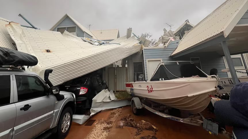 VortixWx's tweet image. Some of the images from Exmouth, #WesternAustralia from Cyclone #Narelle. Significant building damage &amp;amp; flooding has been reported in the town &amp;amp; neighboring cities.

📷: ABC Australia
#tropicswx #WAStorm