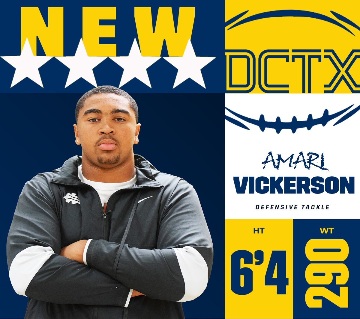 GPowersScout's tweet image. 🚨BREAKING🚨

2027 Cypress Ranch DT Amari Vickerson (@iam_amari99) has been named as a DCTX ⭐️⭐️⭐️⭐️

Vickerson is committed to SMU. 
#PonyUp | #TXHSFB

texasfootball.com/recruiting/pla…