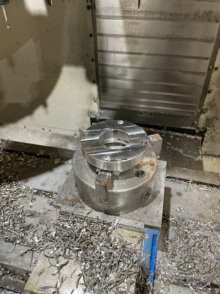 airhoseoperator's tweet photo. A local winery had all stainless hardware and plumbing for their equipment except for this aluminum flange.the aluminum was corroding. So I reverse engineered what they had and made it out of 316 stainless. If you need any parts machined in the Midwest reach out to me. https://t.co/8DNggaYHsh