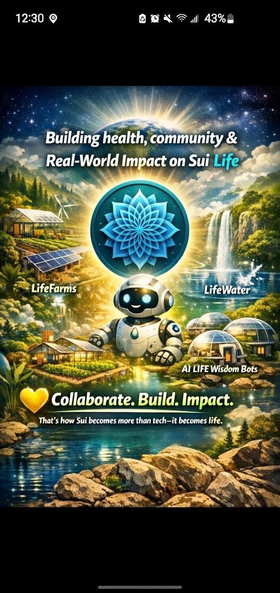 Building health, community &amp; real-world impact on SuiLife 

$SUI is accelerating, and SuiLife is leading the way with purpose-driven projects: LifeFarms, LifeWater, LifePods, AI LIFE Wisdom Bots turning blockchain innovation into real lives improved. 💛

Collaborate. Build.