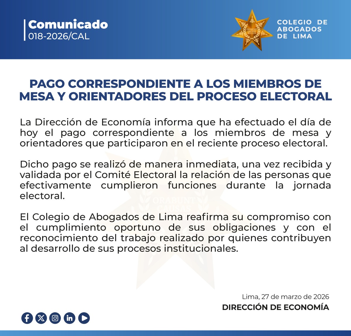 Colegio de Abogados de Lima tweet media