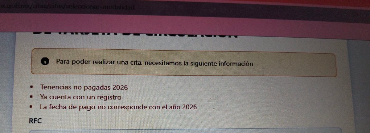 ROSYGUASCOGALA's tweet photo. @LaSEMOVI Hola requiero solícitar mi tarjeta de circulación física que pague en el 2025, Trate de sacar cita por su portal y me arrojó la siguiente respuesta https://t.co/sC0j9kDLvG