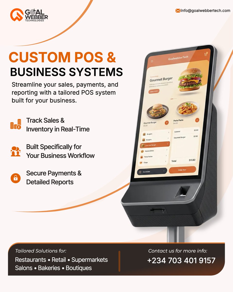 Goalwebbertech's tweet photo. Still managing your business the hard way?
It’s time to switch to a fast, reliable, &amp; scalable POS (point of sale) system designed to simplify your operations and boost efficiency.
Ready to upgrade your operations?

📞 +234 703 401 9157
#pointofsale #smallbusiness #businesstools https://t.co/Yq6HWf3kZL