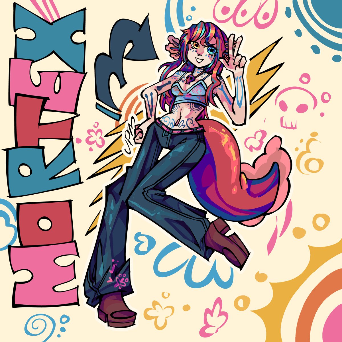 patatiniche's tweet photo. 🌀M O R T E X☀️

I saw her new design and I FELL IN LOVE!!! 

The character belongs to @Mortexcutia on Twitter!

Dibujé la versión femenina porque doy asco dibujando jejeje si ok perdón.

#Art #fanart #drawing #mortexArt #drawingartist https://t.co/OEefqpqOli