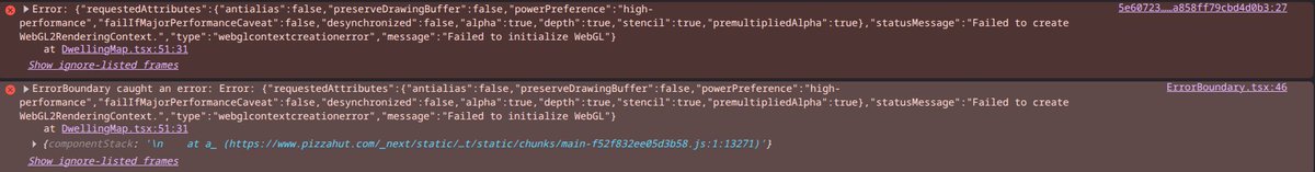 Zemur's tweet photo. To add to it, why is there no fallback when WebGL2 fails? All I wanted was a pizza, and to give you money for it. https://t.co/wk018Y87OA