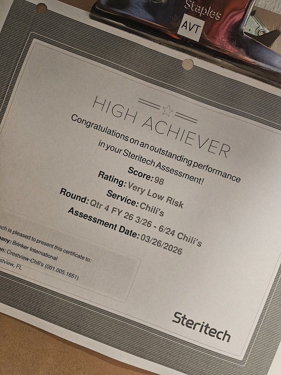 melissadavis918's tweet image. Great way to start Qtr 4 with a 98% on our Steritech #CleanandSafe @rhyman101 @ARoberts0525