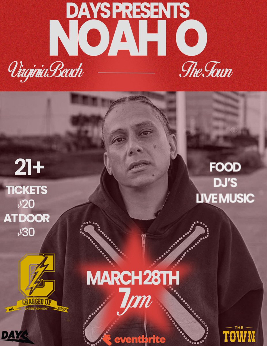 ChargedUpNoahO's tweet photo. LAST TIME TO SEE THE RICE GOD IN THE USA TILL MAY����⚡️⚡️8️⃣8️⃣

TICKETS IN BIO

VIRGINIA BEACH 7PM
SATURDAY MARCH 27th

BIG NO &amp; NOAH-O, LBE HUNT, SIC MIC with EL CAMINO

MUSIC BY KING KONG GOTCHA

#CHARGEDUPENT #eightyeightmusicgroup #VIRGINIABEACH #RICHMONDBRAVE2 #BSF https://t.co/IM41ZExOsy