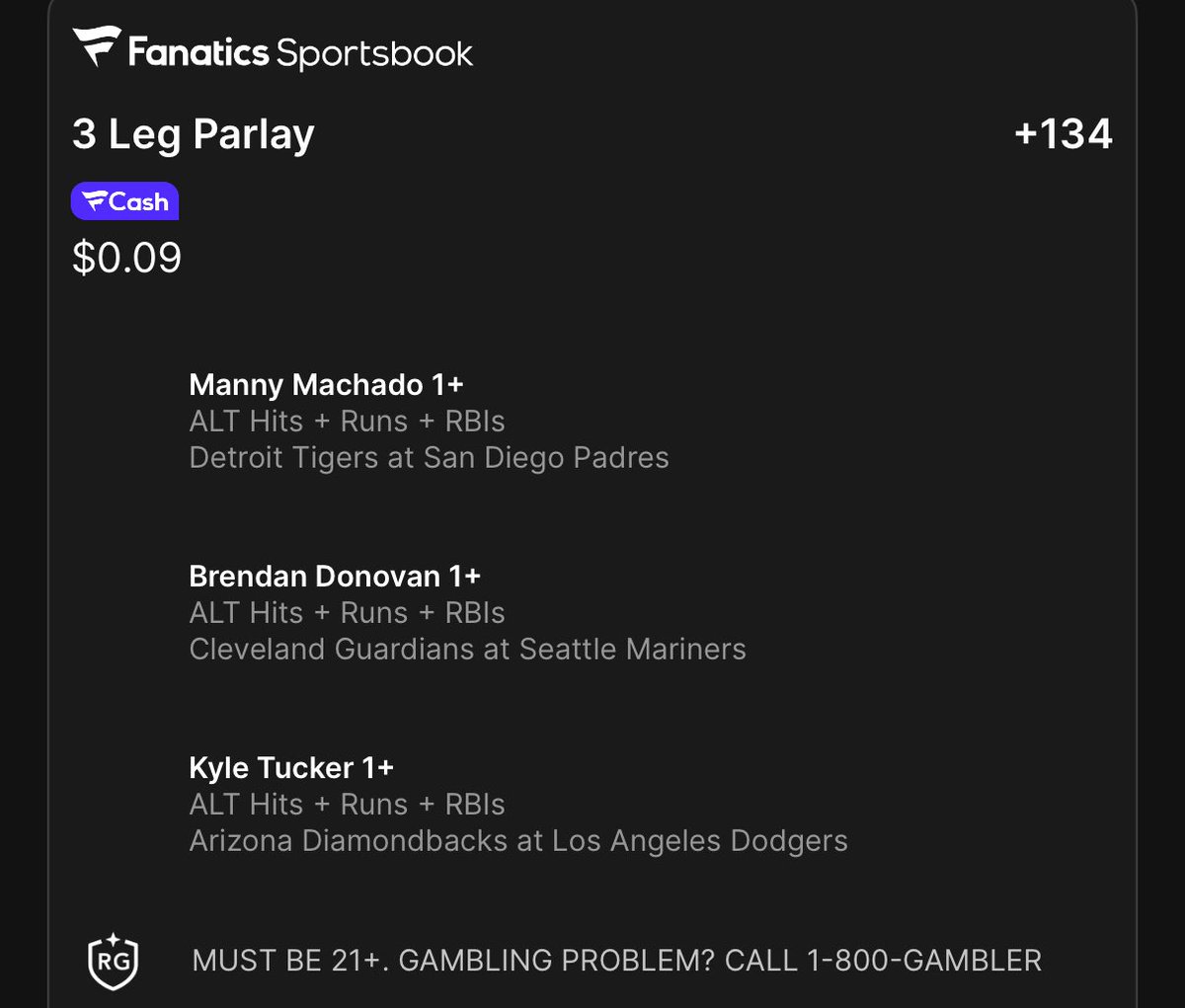 Betting_Barn's tweet photo. Little bit of an HRR ladder tonight 
We’re going with 
Manny Machado
Brendan Donovan
Kyle Tucker
@Playbook https://t.co/C4mTJoZUV9