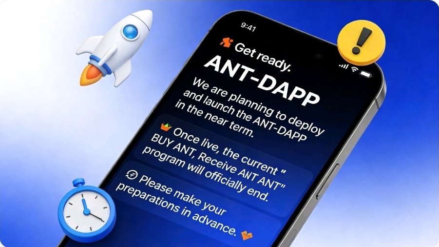 X68X86's tweet photo. 🚀 Get ready.

We plan to deploy and launch ANT-DAPP in the near future.

⚠️ Once it goes live, the current “buy ANT and receive ANT accumulation quota” activity will officially end.

⏳ Please make preparations in advance. 👀

#ANT #DAPP #Web3 #Crypto #Blockchain #DeFi https://t.co/Bbsy3fkJEL