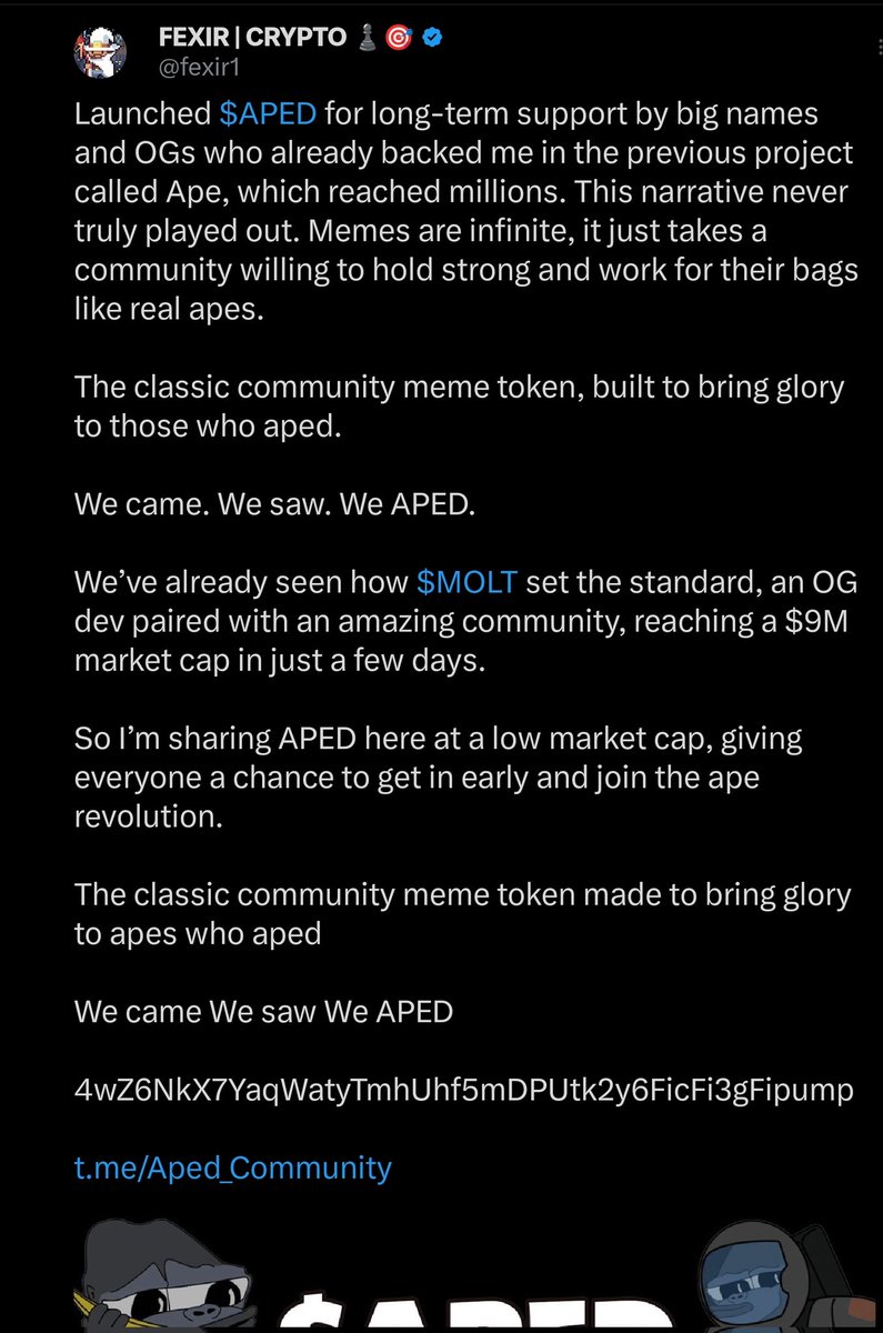 This fcking person just runaway! <a href="/fexir1/">FEXIR | CRYPTO ♟️🎯</a> he deleted the community telegram! I hope you get karma and curse on your family! $aped 
$punch $molt 
Don't believe his fcking words!