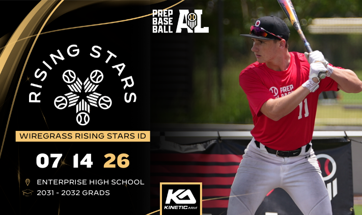 PrepBaseballAL's tweet photo. 𝐖𝐢𝐫𝐞𝐠𝐫𝐚𝐬𝐬 𝐑𝐢𝐬𝐢𝐧𝐠 𝐒𝐭𝐚𝐫𝐬 𝐈𝐃 🔍

 📆: Tuesday, July 14th, 2026
 🏟️: Enterprise High School (Enterprise, AL) 
👤: Open Event for 2031-2032 Prospects 

Learn more about this upcoming Rising Stars ID event below. 👇 

🔗: https://t.co/5Fb79YaP6U || #WGRSID26 https://t.co/j8kluw7r74