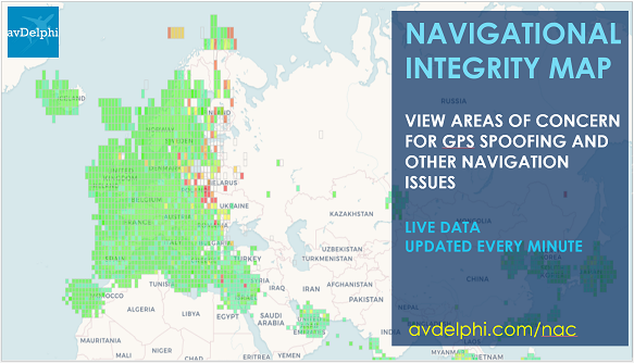 Live global Navigational Integrity Map #AvDelphi #GPS #GPSSPOOFING #GNSS #GLONASS #BEIDOU #GALILEO #QZSS #NavIC #SPOOFING #navigationalintegrity avdelphi.com/nac