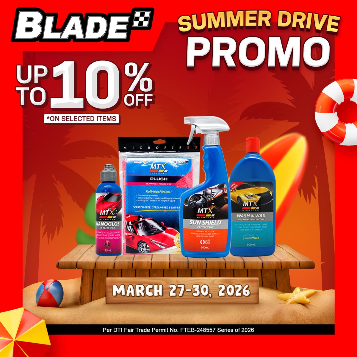 BladeAutoCenter's tweet image. Summer Drive Promo is here! ⚡
More deals waiting on selected items 💯
Don’t miss your chance to upgrade your ride.

📅 March 27 - 30, 2026
Drop by your nearest Blade store today!

#BladeAutoCenter #BladePH #ItsBladeItsBetter  
#SummerDrivePromo #SummerWithBlade