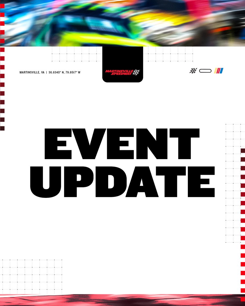 EVENT UPDATE: The #VAisforRacingLovers200 has been postponed to Saturday, March 28 at 7:30pm.