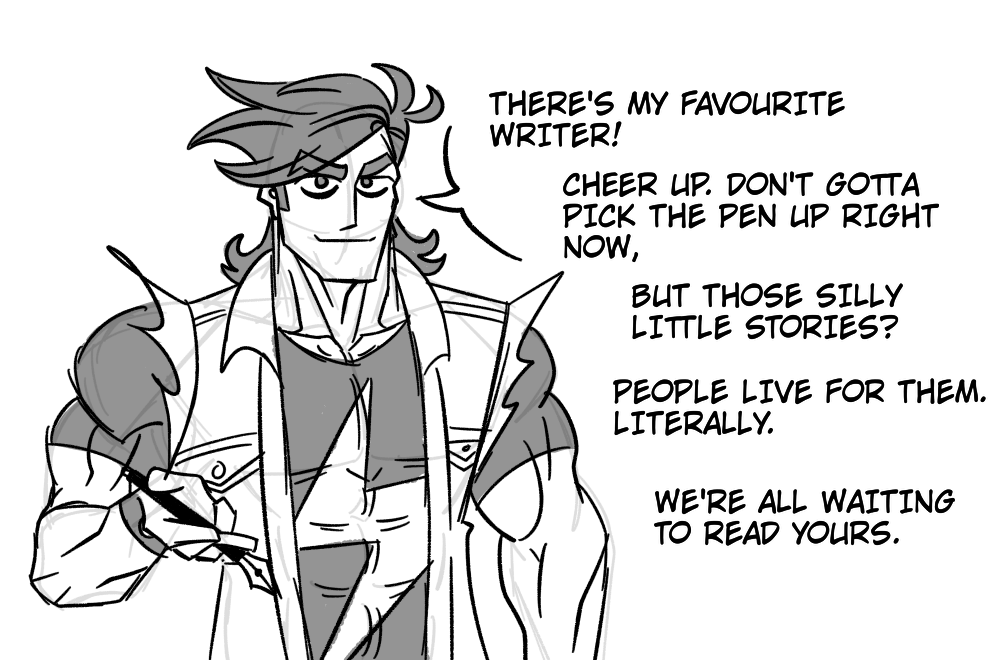 cIawsfcrhire's tweet photo. this place is full of jerks, but that can't seem to keep you down, huh?

you're gonna write with people that make you feel like you're back in school again, staying up all night to see what two characters get up to.

when you leave this place, you won't be outta stories. https://t.co/D49zOcwlwZ