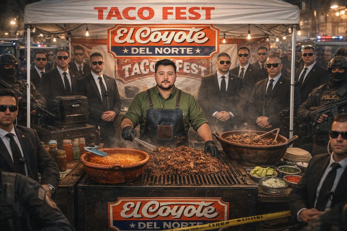 elPho3niX's tweet photo. El puesto de El Coyote del Norte en el #TacoFest #Hermosillo confirma @MuchachoTacos1 😂 https://t.co/eGquA5sknp