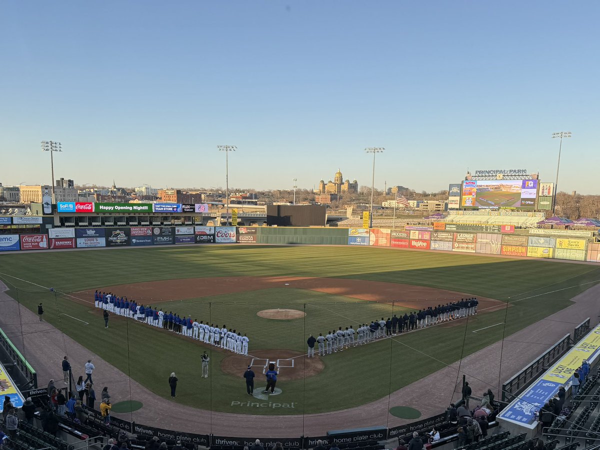 IowaRoyal's tweet photo. Happy Opening Night at the Iowa Cubs! Nice and warm in the press box thankfully. https://t.co/pvaCgqU9ud