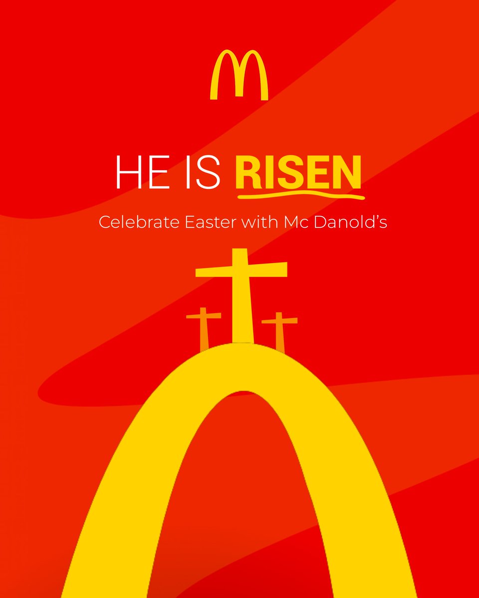 IsraelExce74753's tweet photo. Made this ad concept for Mc Danold's
Joined @praizdit challenge
I'm a bit late tho ๐ฅฒ
#eastertheme #creativead #heisrisen https://t.co/NoxWPMvKGH