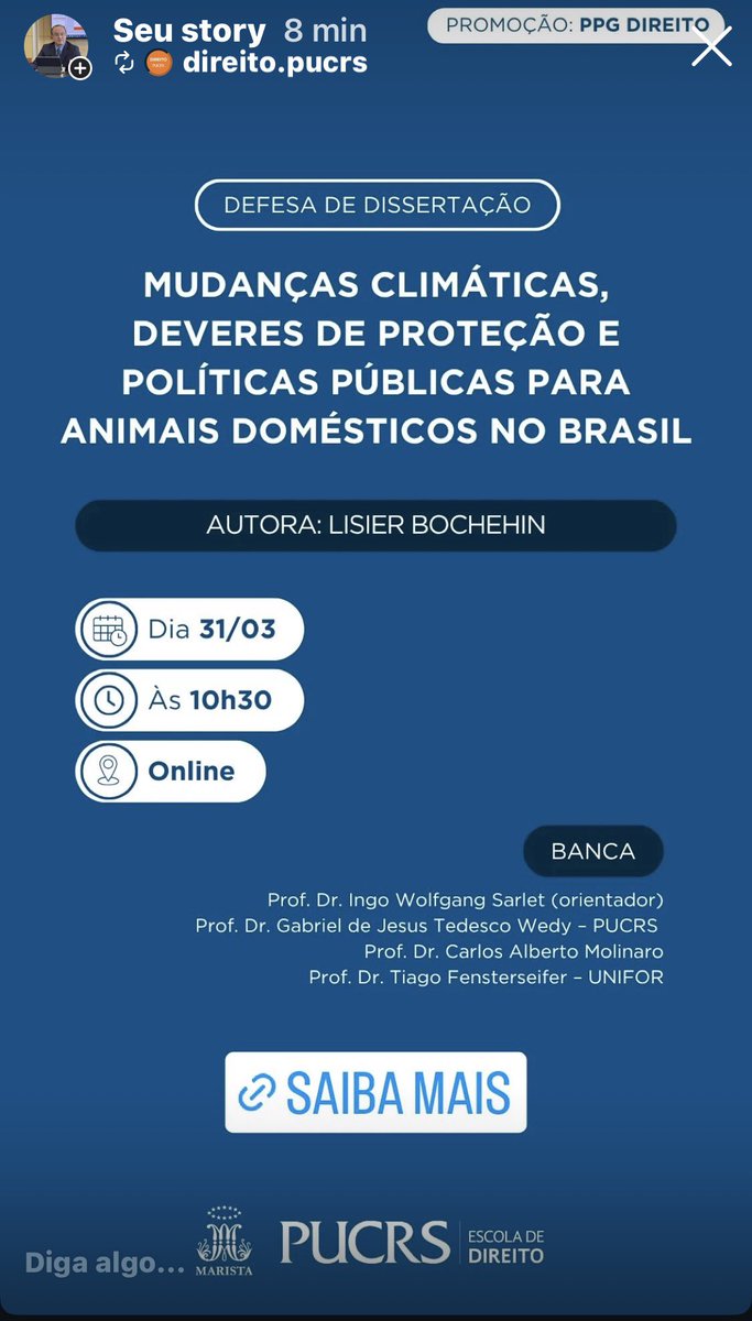Mais uma vez uma pesquisa com um tema inovador  desenvolvida  no PPGD da PUCRS com foco na Constituição e no Direito  Climático.