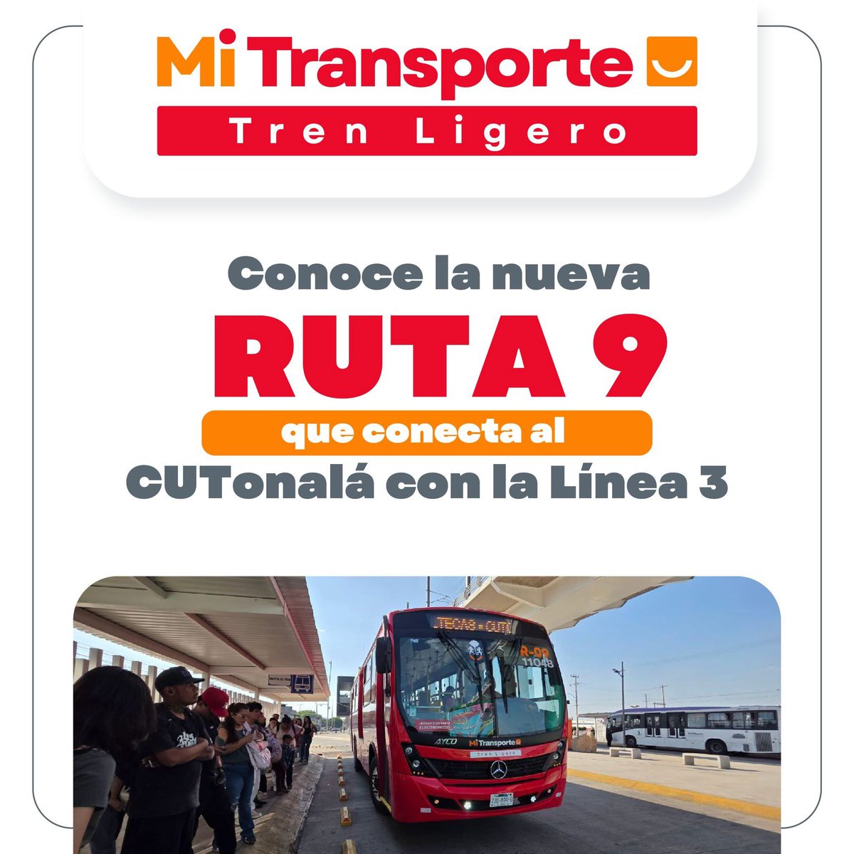 SITEURJAL's tweet image. La #Ruta9 de #MiTransporte Tren Ligero ya conecta el CUTonalá con la #Línea3.

-24 km en 66 min
-Frecuencia: 15 min
-8 unidades accesibles

Conecta la Central de Autobuses, el centro de Tonalá y el CUTonalá, beneficiando también al Hospital Civil de Oriente. #AvanzamosPorJalisco