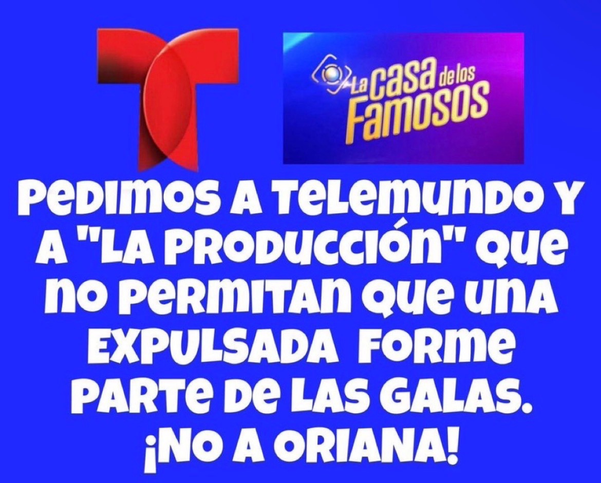 MariaBadilla07's tweet photo. @TLMDRealities Que yo sepa NUNCA un expulsado ha estado en galas! Porque tenemos q seguir soportando a Oriana?!
@TLMDRealities @LaJefaTLMD @SuarezCisco @Jimenagallegotv https://t.co/YvAHUDDfTl