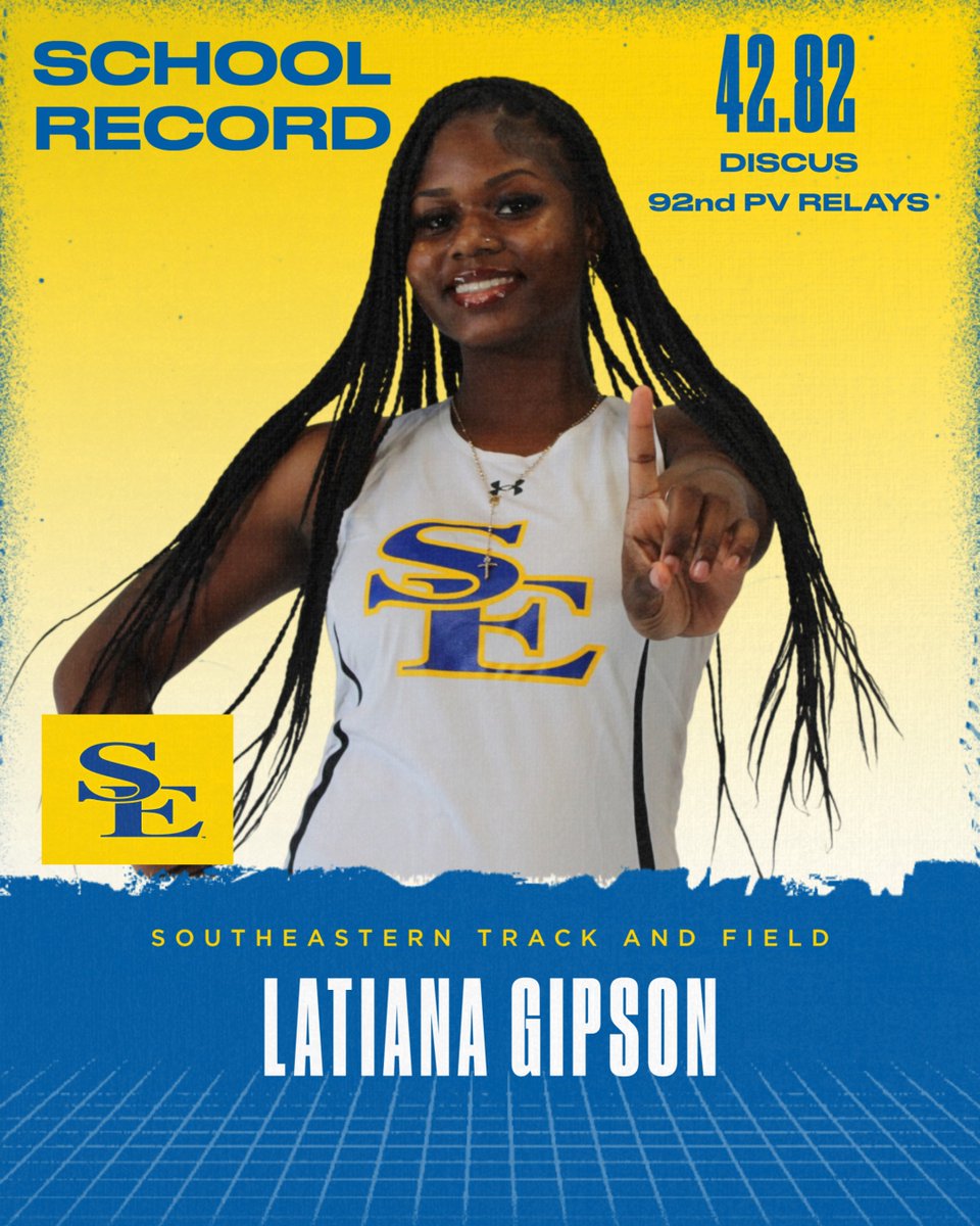 GoSoutheastern's tweet photo. Congratulations to Latiana Gipson for setting a new SCHOOL RECORD in the Discus at the PV Relays!
@SavageStormXCTF | #GoSoutheastern | #TakerCover https://t.co/LP4Wjx612P