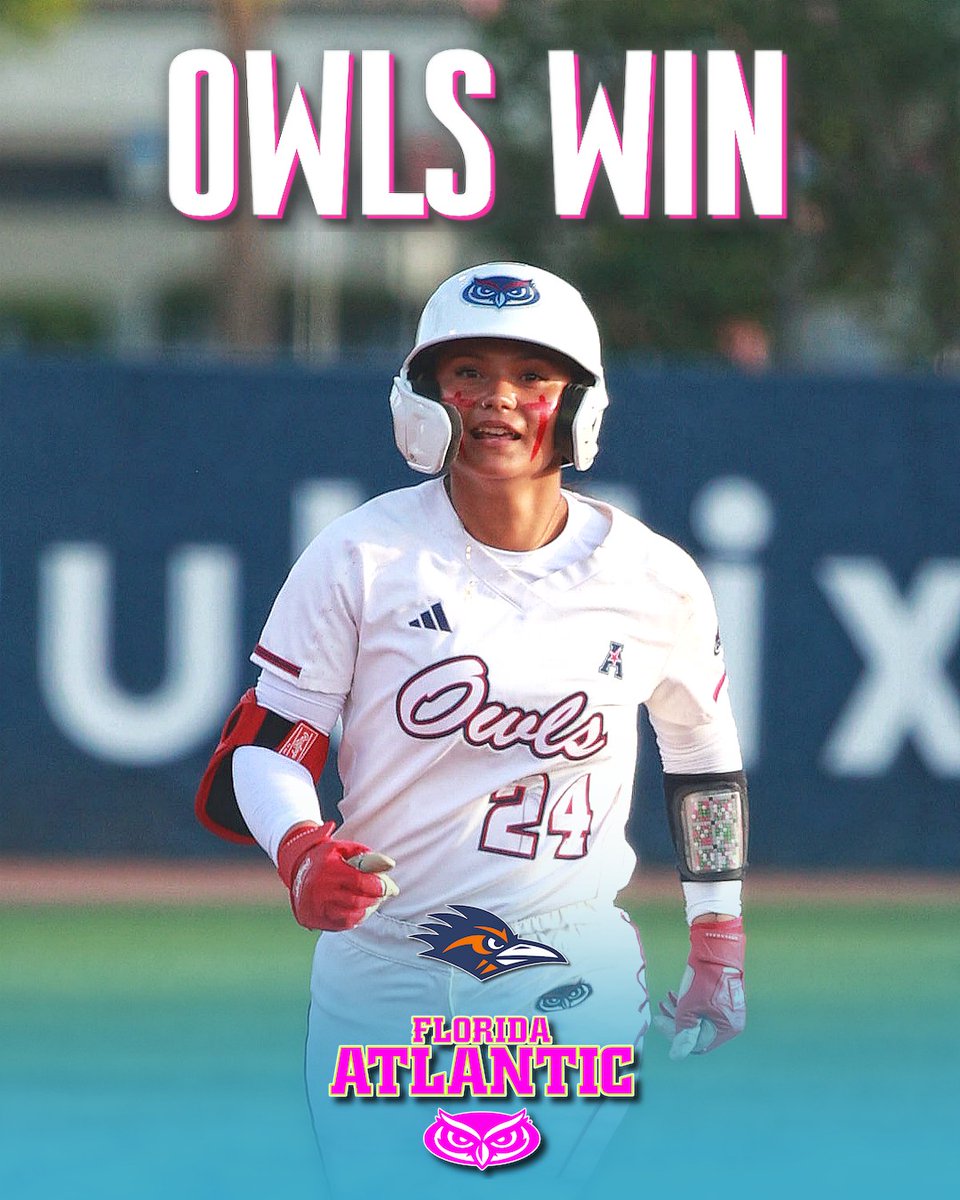 FAU_Owls_Nest's tweet image. BOMBS AWAY for #FAU 💣💣💣‼️ @CiaraGibson2023 launches TWO into the Parking Lot and @Miliani_Guzman adds another to give @FAUSoftball the Series Opener over #UTSA 5-0 under the lights in Paradise. @AutumnPCourtney goes the distance in the circle with a ONE HIT shutout 💪