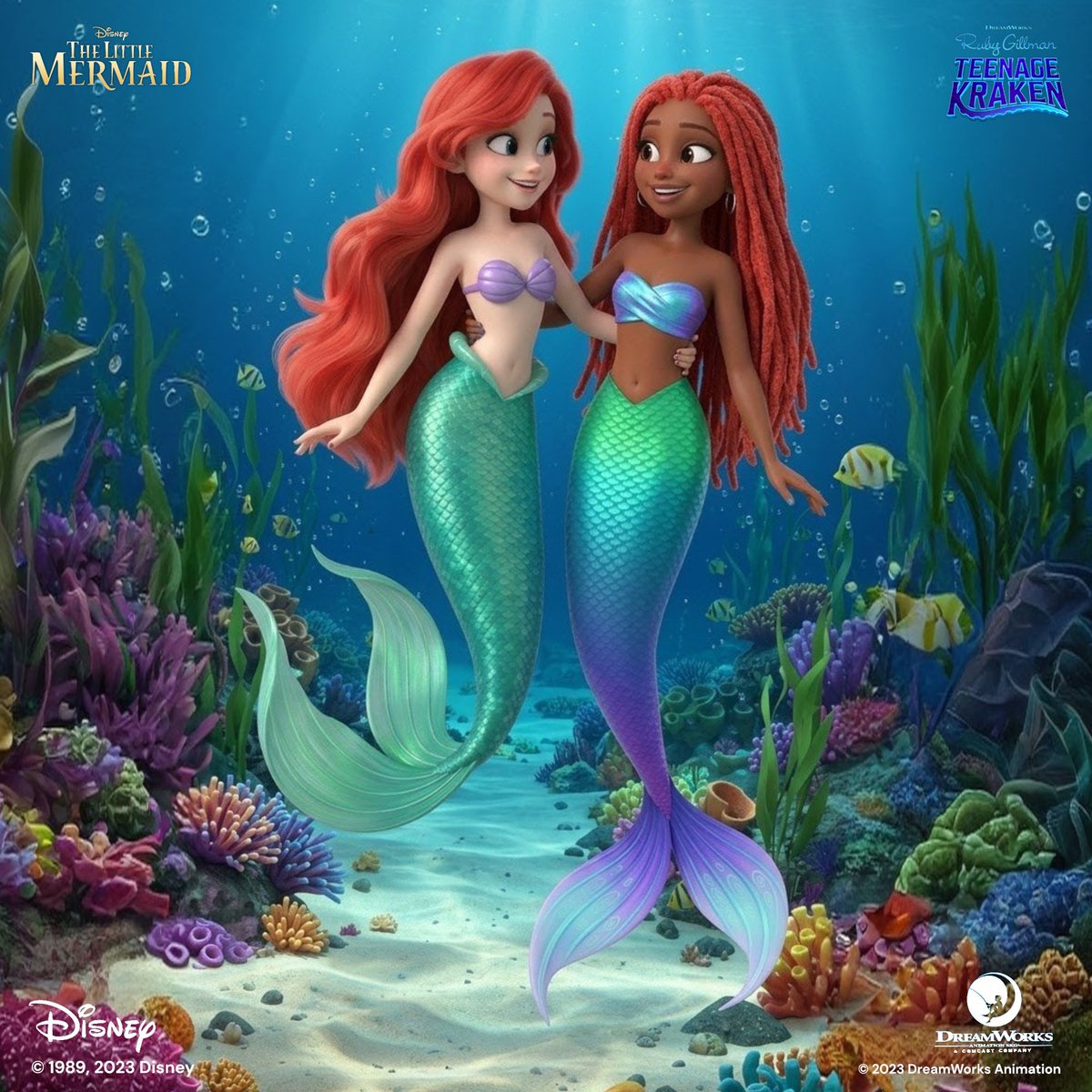 GABRIEL02595937's tweet image. Chelsea Van Der Zee from the movie Ruby Gillman: Teenage Kraken as Ariel from The Little Mermaid in the classic 1989 movie and Halle Bailey's Ariel in the 2023 live-action film.

Happy 26th birthday to the iconic Halle Bailey ❤️

#RubyGillmanTeenageKraken
#ChelseaVanDerZee
#Ariel