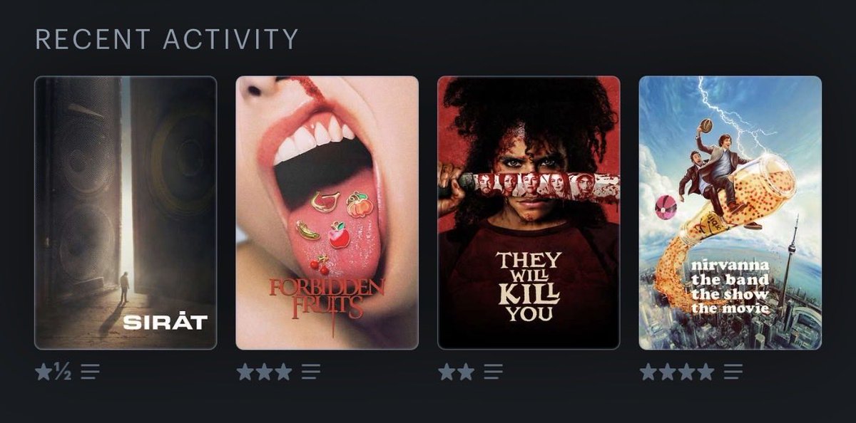 KevinfromKC's tweet photo. @letterboxd Glad I got a good comedy in before watching Sirat #LastFourWatched https://t.co/2AaRF9DfF3