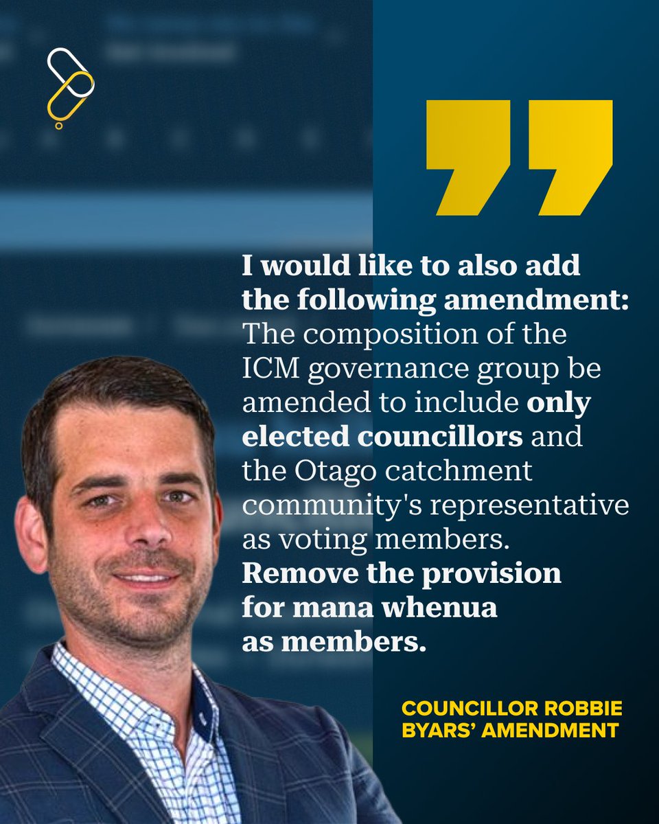 HobsonsPledgeNZ's tweet photo. Unelected officials shouldn't be making decisions on your behalf.

Otago Regional Councillor Robbie Byars put forward this amendment to the ORC's Integrated Catchment Management Governance Board.

It was voted down. This is co-governance, piece by piece. https://t.co/nfUeaWndOC