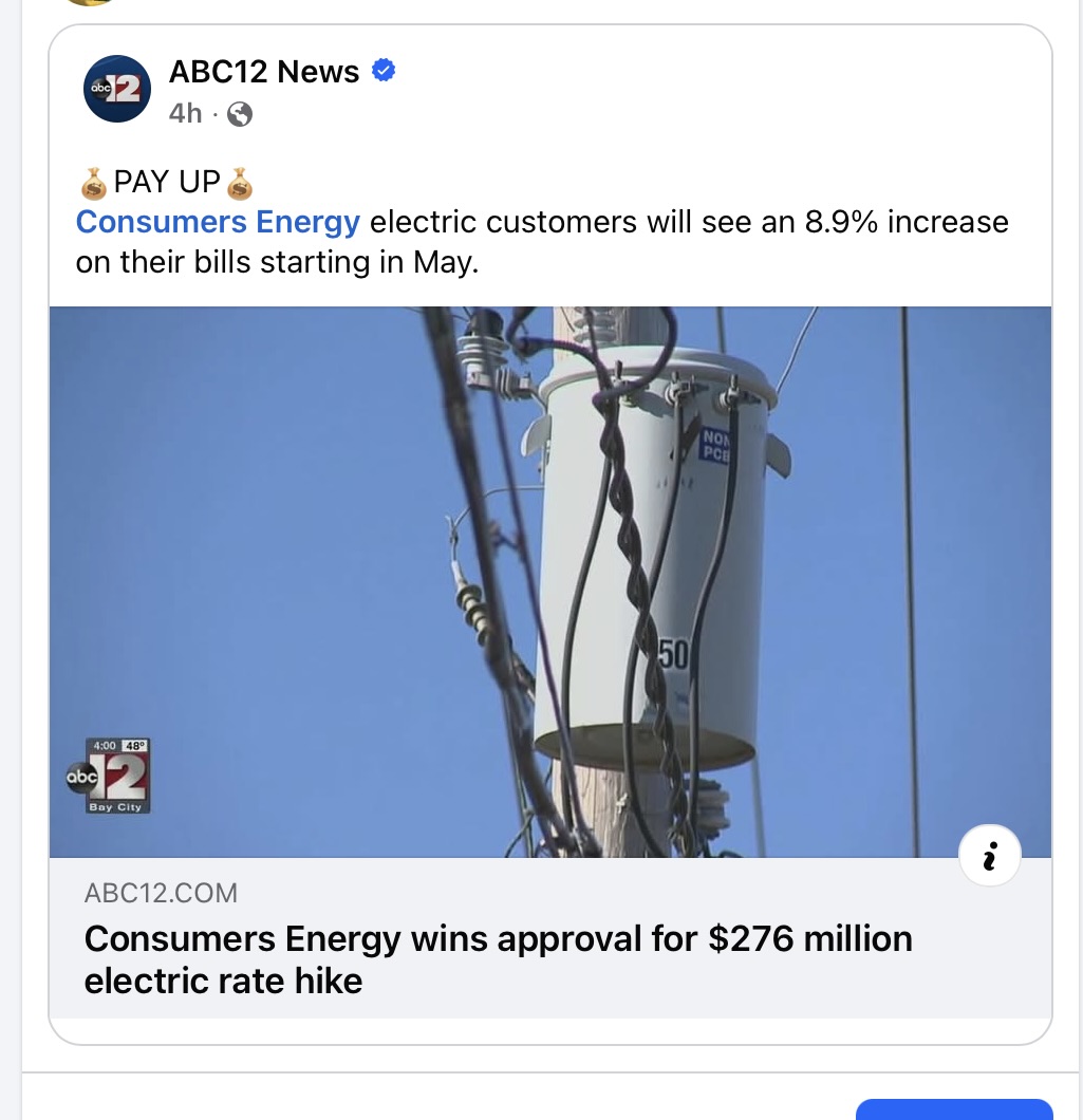 BeckmanDebbra's tweet photo. @gretchenwhitmer @ChedrickGreene You POS raising Consumers Energy https://t.co/J4qKSF8XaO