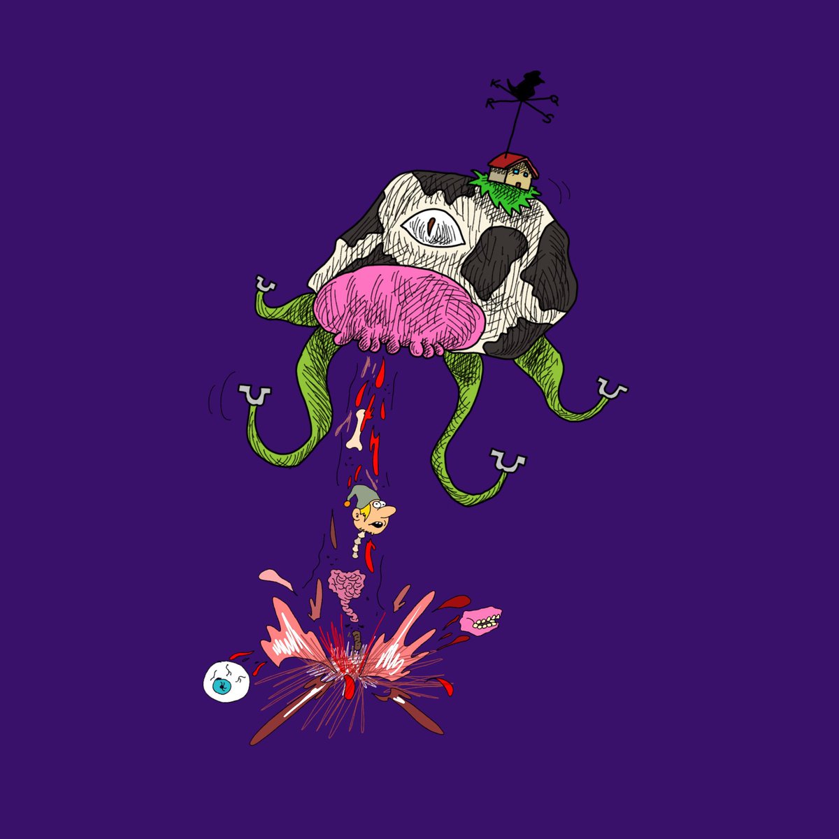 You know what they say? You gotta bleed to get that sweet sensation of milking the cash cow! #ArtistOnTwitter #procreateart #cartoonist #creatureart