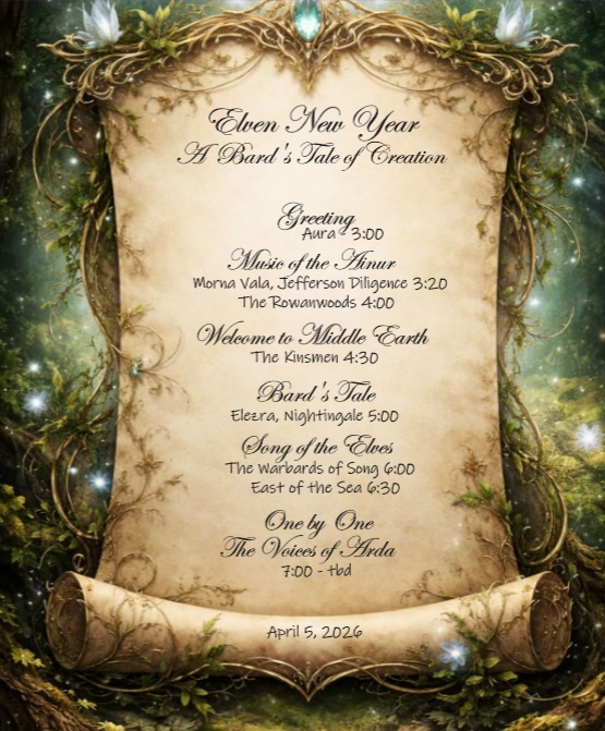 PeregrinEvents's tweet photo. Elven New Year is coming April 5th on #Peregrin, music of creation by elves of the forest! #lotro https://t.co/g3H8F3pJyH