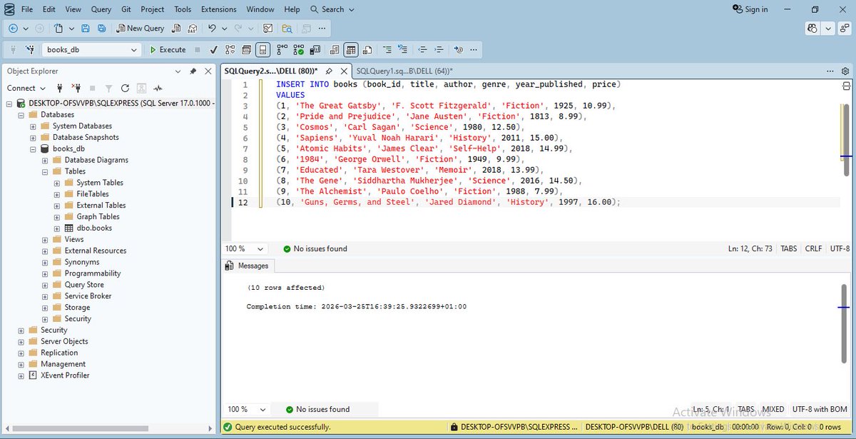taofeek770's tweet photo. Currently building competence in SQL for data analysis and reporting with @TDataImmersed.
Focusing on writing efficient queries and understanding relational databases.

@DabereNnamani @JudeRaji_  @SQLServer 

#SQL #TDI https://t.co/K6E9bDEZqA