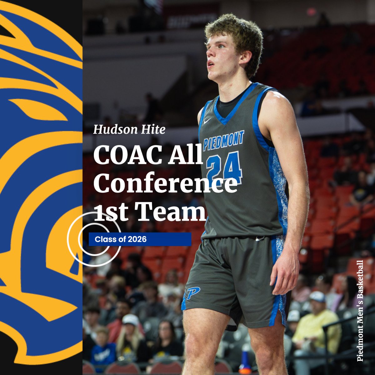Piedmont_Bball's tweet photo. Congrats to @Hudson_Hite on being named 1st Team All-Conference in the COAC! https://t.co/Kr60AVxYHJ