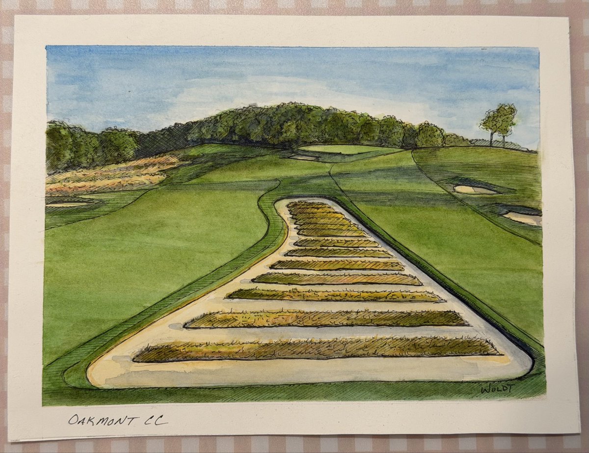 pagolfhistorian's tweet photo. Came home to this beautiful Church Pews piece from @joewoldtart! I’m thrilled to own my first piece of #golfart! Give Joe a follow here and on Instagram, and support his work. His scorecard pieces are so damn cool! Show him some love and thank you Joe for this wonderful piece 🙌🏼 https://t.co/dGHOnYyorL