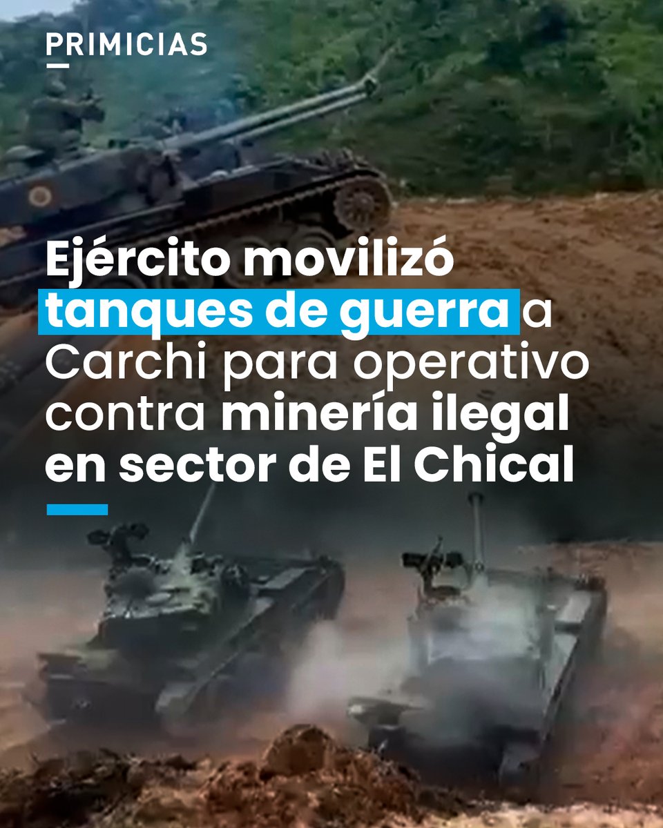 Los militares ejecutaron "un bombardeo sostenido" y "saturación de fuego" para destruir alrededor de 50 bocaminas en El Chical, provincia de Carchi, según el Ejército.
prim.ec/YzWo50YA02p
